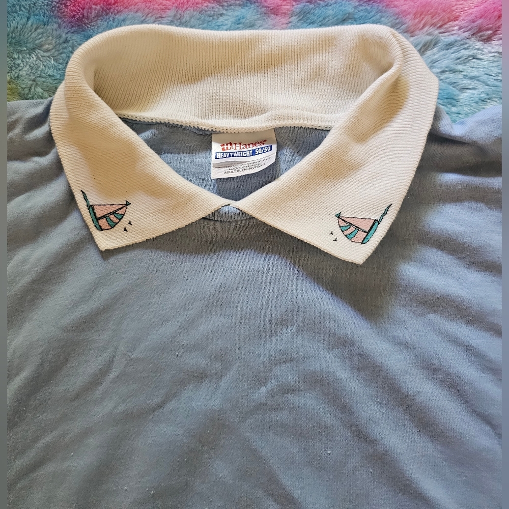 Vintage Sailboat Collared Coastal Grandma T-Shirt